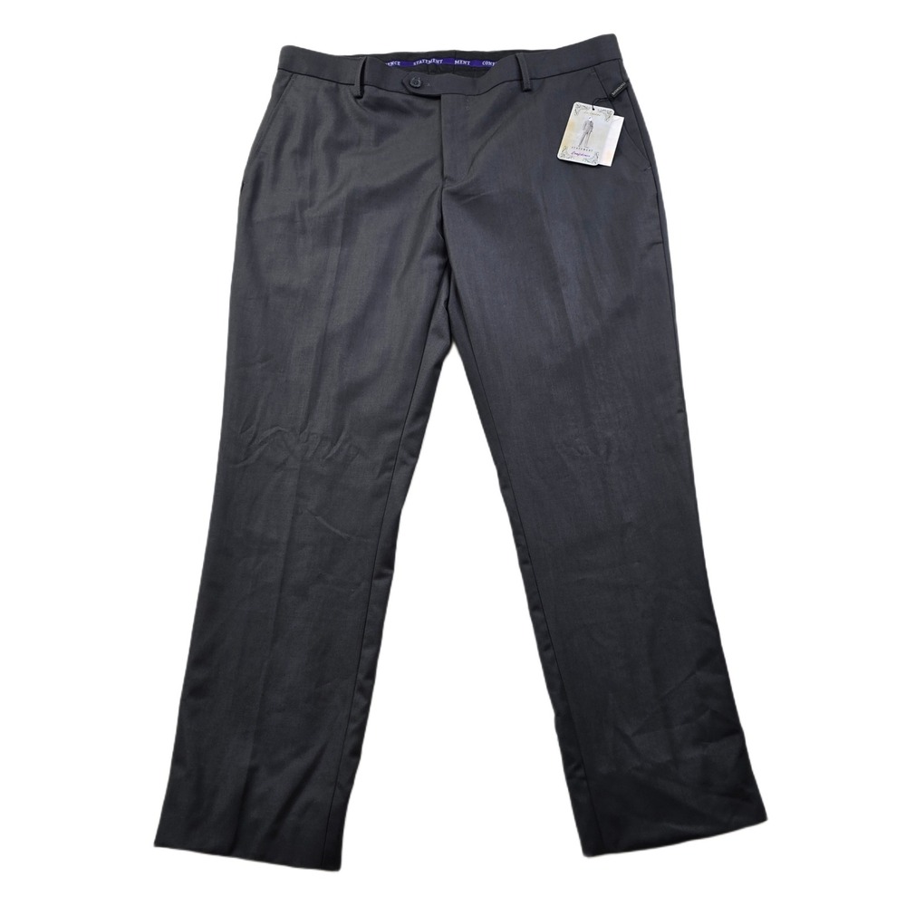 Statement Wool Dress Pants Mens 38x28 Charcoal Flat Front NEW